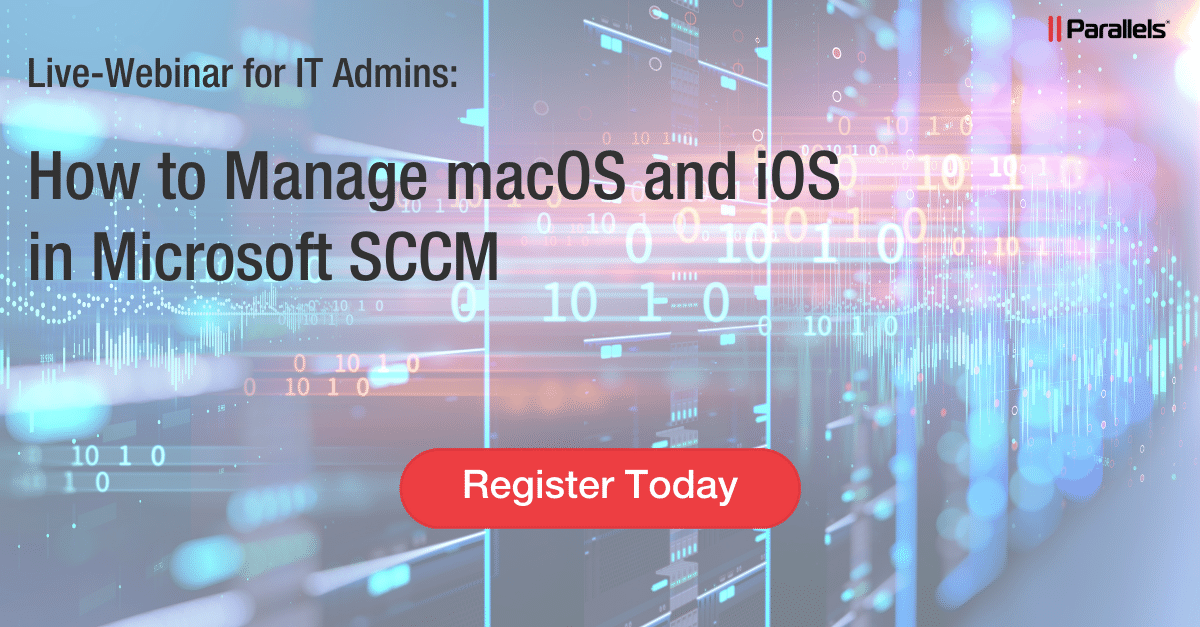 ParallelsMacMgt's tweet photo. Register for a live webinar with our #SCCM admin, Danny Knox tomorrow and learn how to use macOS, iPad OS and iOS—all in Microsoft Endpoint Configuration Manager: https://t.co/qCkx29EqXR #MECM https://t.co/xe5H3dIQOZ