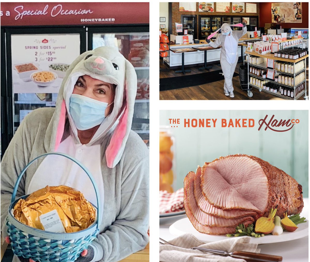 RonniHunter997's tweet photo. LOOK MA! I’M THE EASTER BUNNY🐰 Have a hoppy and hammy Easter with HoneyBaked! You can buy online and pick up in store…even curbside delivery at select locations. #ad #HBHCo #HoneyBakedHam @HoneyBakedHam https://t.co/VJX2HpsmFT