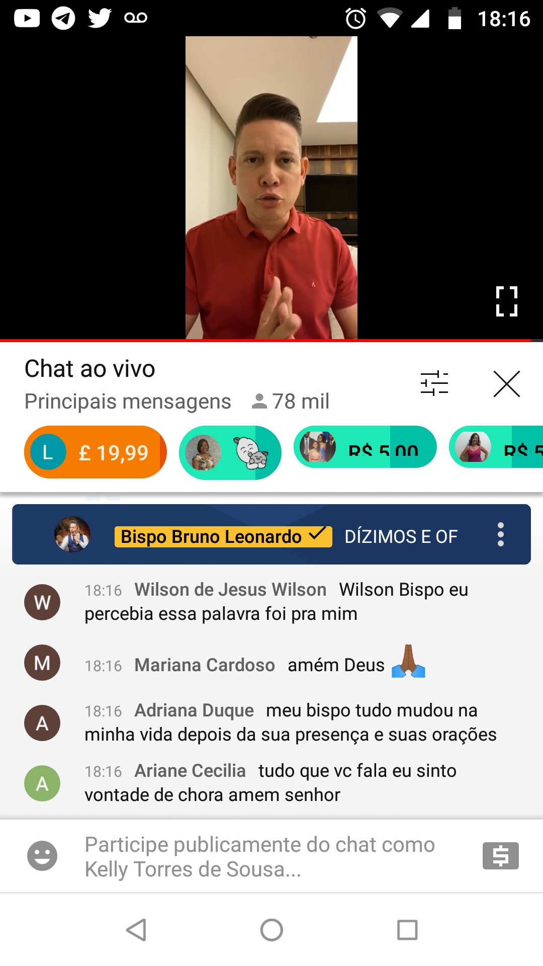 Hoje no meu canal no , By Bispo Bruno Leonardo