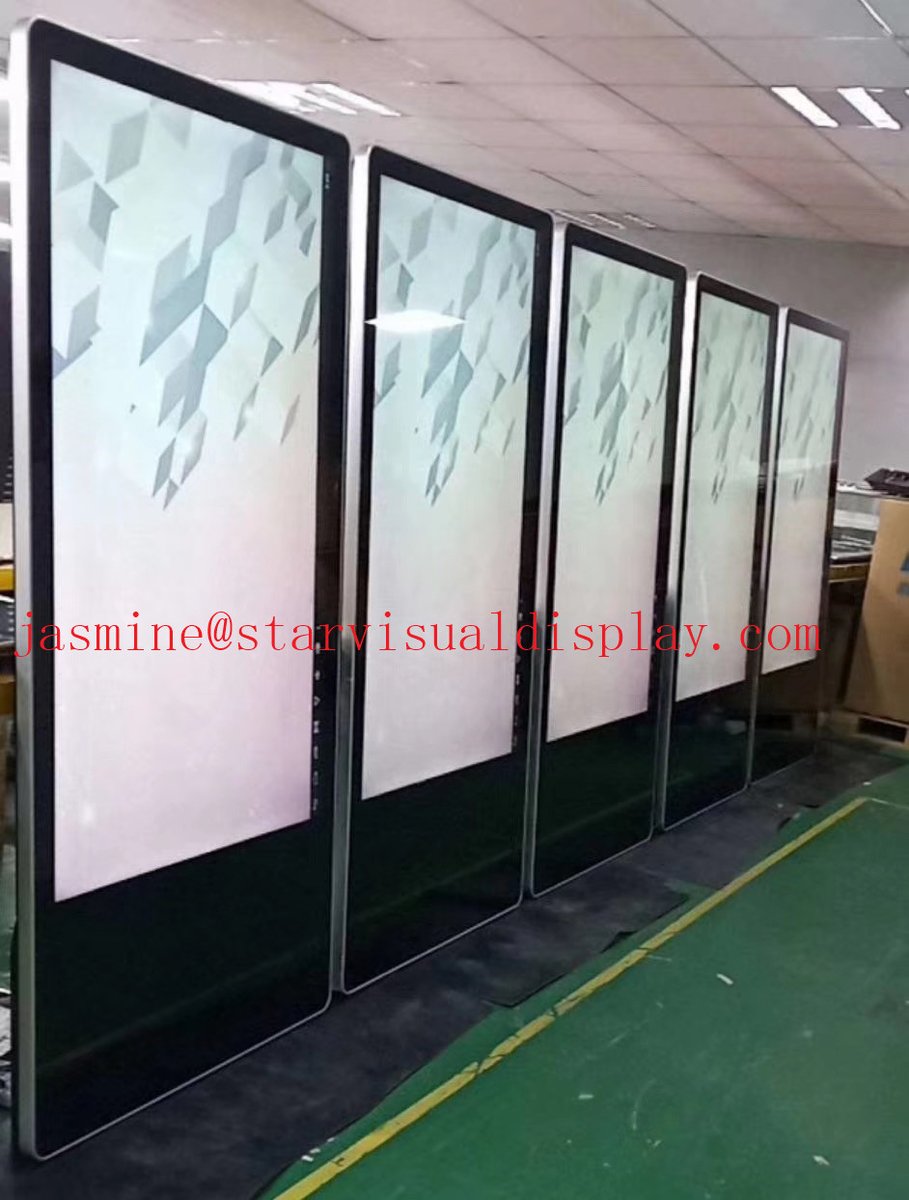 JasmineChen502's tweet image. 43'' and 55'' indoor freestanding display, white color, and standard silver frame with a black body. The white one with a web camera built-in.

#digitalsignage #digitalsignagesolutions #floorstandingdisplay #touchkioks #touchscreen #freestandingdisplay #advertisingdisplay