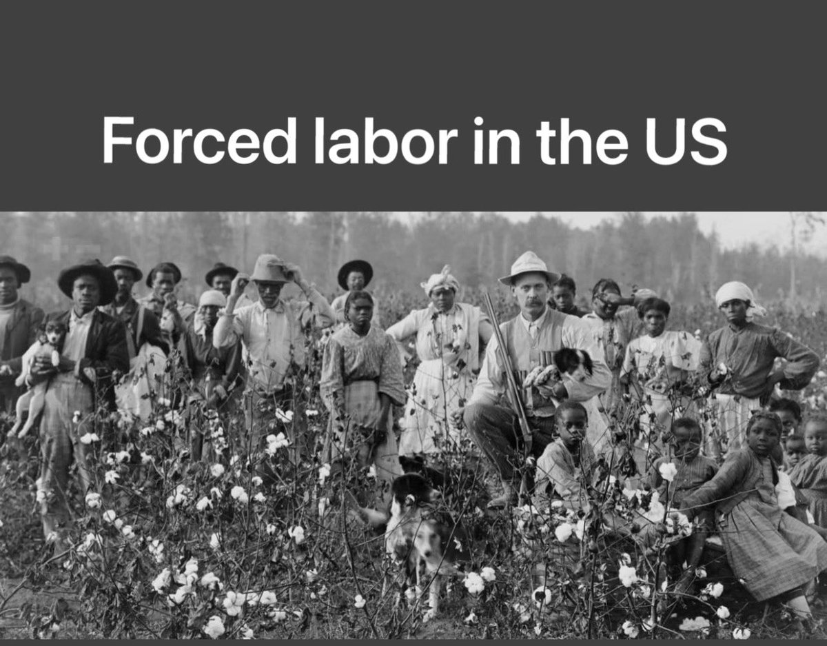 AnnaGE_'s tweet photo. Forced labor in the US vs. in China’s #Xinjiang. @hm @Nike https://t.co/BCNPHAdYWG
