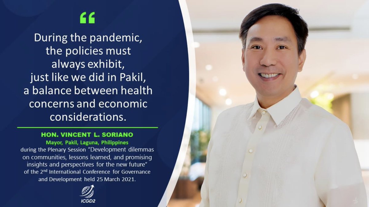 uplbcpaf's tweet image. Mayor Vincent L. Soriano of
Pakil, Laguna during the subtheme plenary session “Development dilemmas on communities, lessons learned, and promising insights and perspectives for the new future.”

#ICGD2
#UPLB
#NewFuture
#Governance
#Communities
#PostPandemic
#InnovatingGovernance