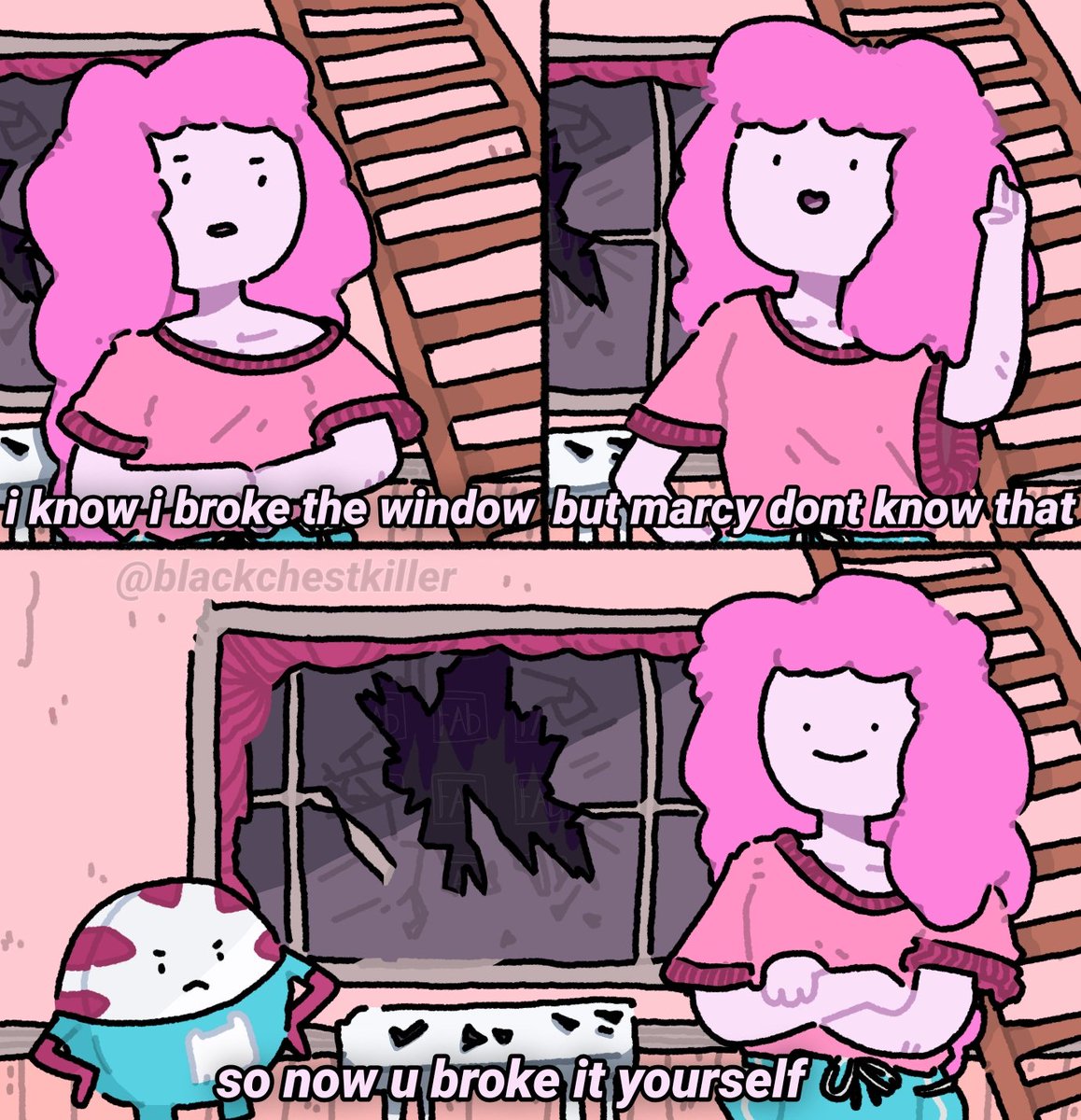blckchestkiller's tweet photo. headcanon: everytime Bonnie breaks something in Marcy's house, she blames Peppermint Butler

#adventuretime #bubbline https://t.co/kwGzDzcYqO