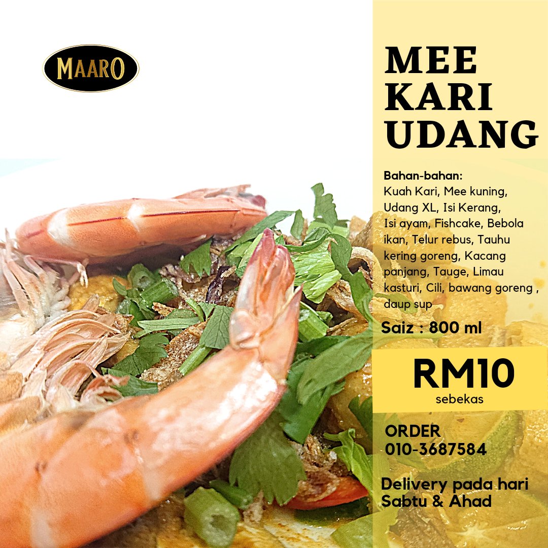 maarofood's tweet photo. Craving MEE KARI😋😋
Ngidam MEE KARI🤤🤤
TAPI😐Mee kari ni ad weekend jerk😬Kalo nak WOW lagi, boleh tambah Udang😃

OPEN ORDER
🍜SABTU(27/3/2021)

ORDER NOW!
📲https://t.co/XrevRljNgk 
Delivery:
3.00 ptg hingga selesai delivery

@Twt_PutrajayaWP
@BangiCommunity @twitervirall https://t.co/NRyjrZcQXt