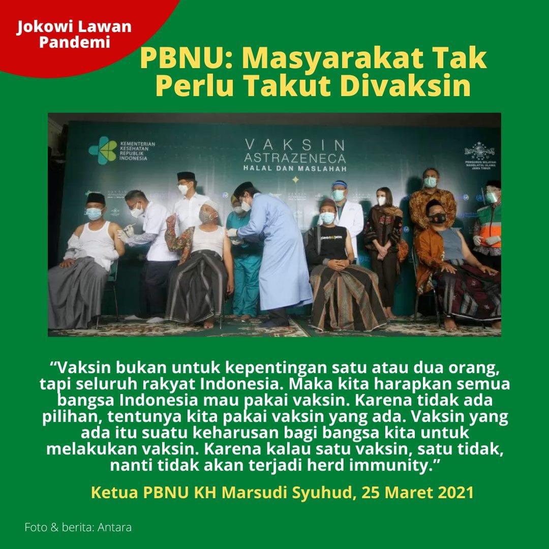 Jangan ragu atau takut divaksin.
Vaksin bukan hanya melindungi diri kita namun demi melindungi orang2 terdekat kita.

Pak Jokowi lawan Pandemi