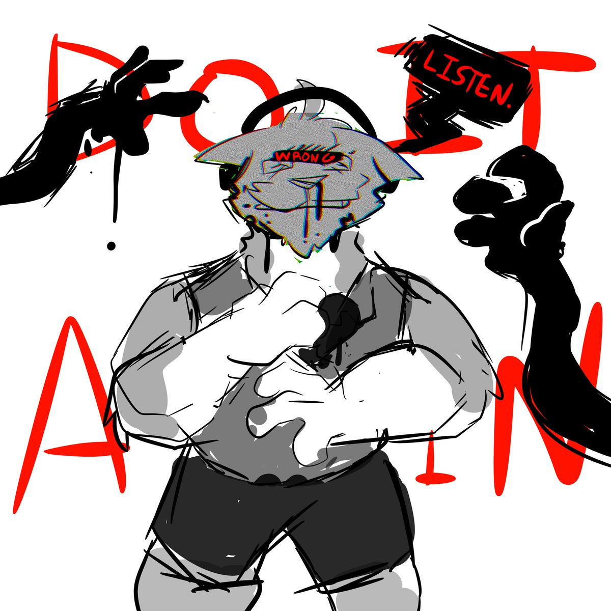 AdamTheFool_'s tweet photo. [TW: VENT ART] "Im hearing Voices. Maybe I am doing something wrong." #Vent #VentArt #fursona #FurryVent #furry #FurryDrawing https://t.co/6wxxIEaZHW