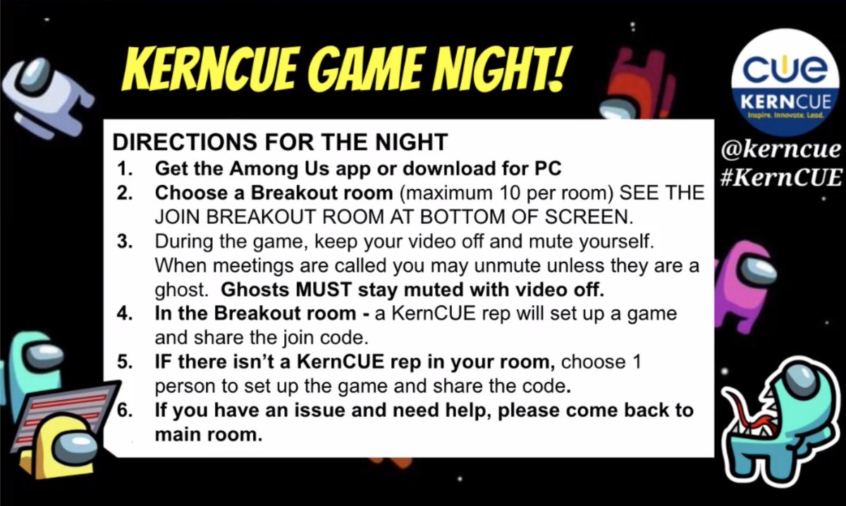 EmilyYoungEDU's tweet image. Thx @PrincipalDenton for hosing our fun #kerncue  
@AmongUsGame!  #SpringCUE21. #KernCUEGhostChat