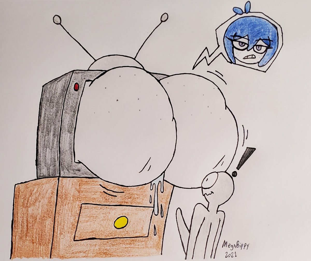 MegaBippy's tweet photo. Remember don't sit too close to the TV. Unless you want a thicc cartoon goth to come out of the screen ass first and sit on your face. Follow to my last Toon Tiddy pic. https://t.co/Vw27fLF2JK