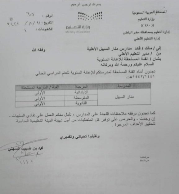 sl3sl's tweet photo. #مدارس_منار_السبيل_الأهلية تحقق #الفئة_الأولى بمراحلها الثلاثة (#الابتدائية ، #المتوسطة ، #الثانوية) للعام الدراسي 1442/1441 .
#الساحات  تبارك لإدارة المدارس وتتمنى لها النجاح والسداد https://t.co/ZINVM2KwPY