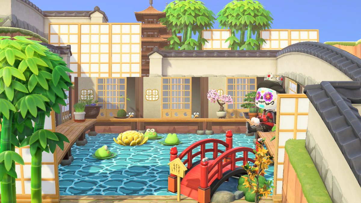 AcnhTosh's tweet photo. I made this Japanese water garden today 😭💕💕💕 still in progress but it already looks so so curw! 😭💕💕

#ACNH #ACNHDesign #ACNHgarden https://t.co/W75QWteSwW