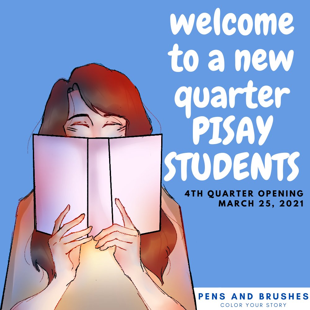 PensYour's tweet photo. Hello everyone!!

Team Pens and Brushes are here to welcome all Philippine Science High School - CRC students to a new quarter.

Let's all take the courage to step into a new academic quarter. Get ready for this new quarter and always stay healthy. https://t.co/Nhj8rNvNJ0