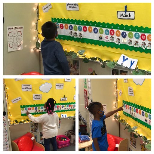 teacheskids's tweet photo. Working on figuring out what the today’s number is on our Linear calendar! Learning to problem solve and be independent thinkers! #linearcalendar #math #problemsolvers @#prek ⁦@EaglesSouthwest⁩ https://t.co/bsla4Lsgc7