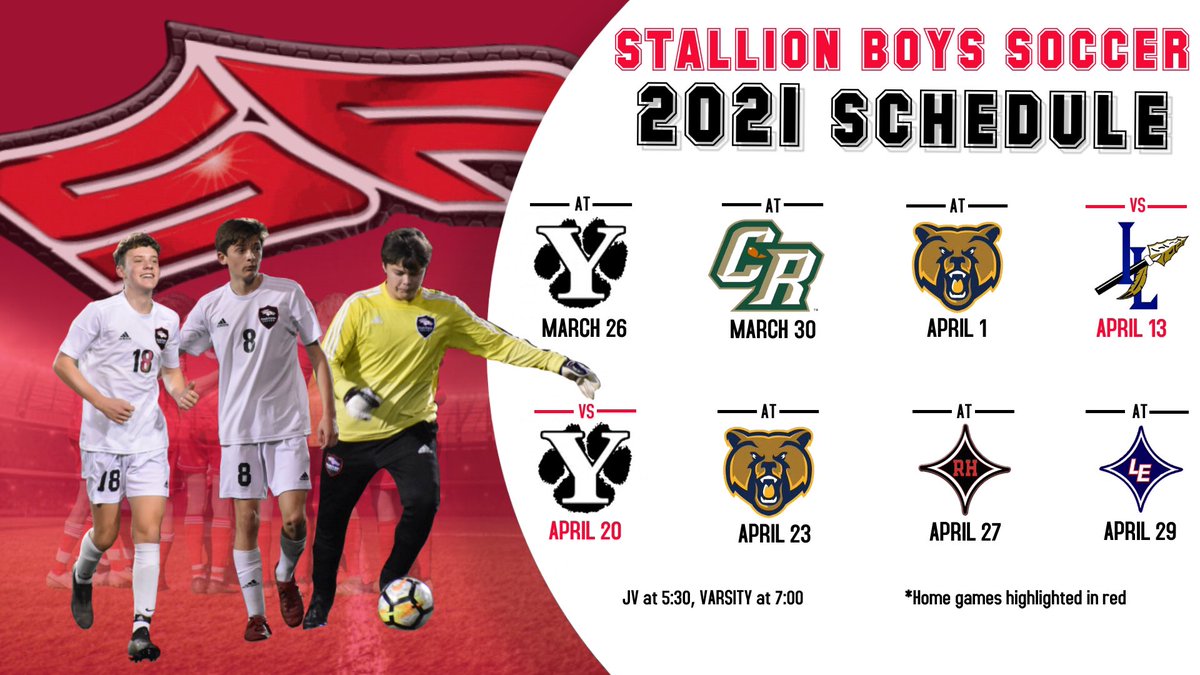 spstampede's tweet photo. Don’t forget about our boys! Let’s show our school spirit and go to their home games (highlighted in red)!! ⚽️🐎 @SPHSstallions @sphs__stuco @SPBoysSoccer_RH https://t.co/jyarrGuqok