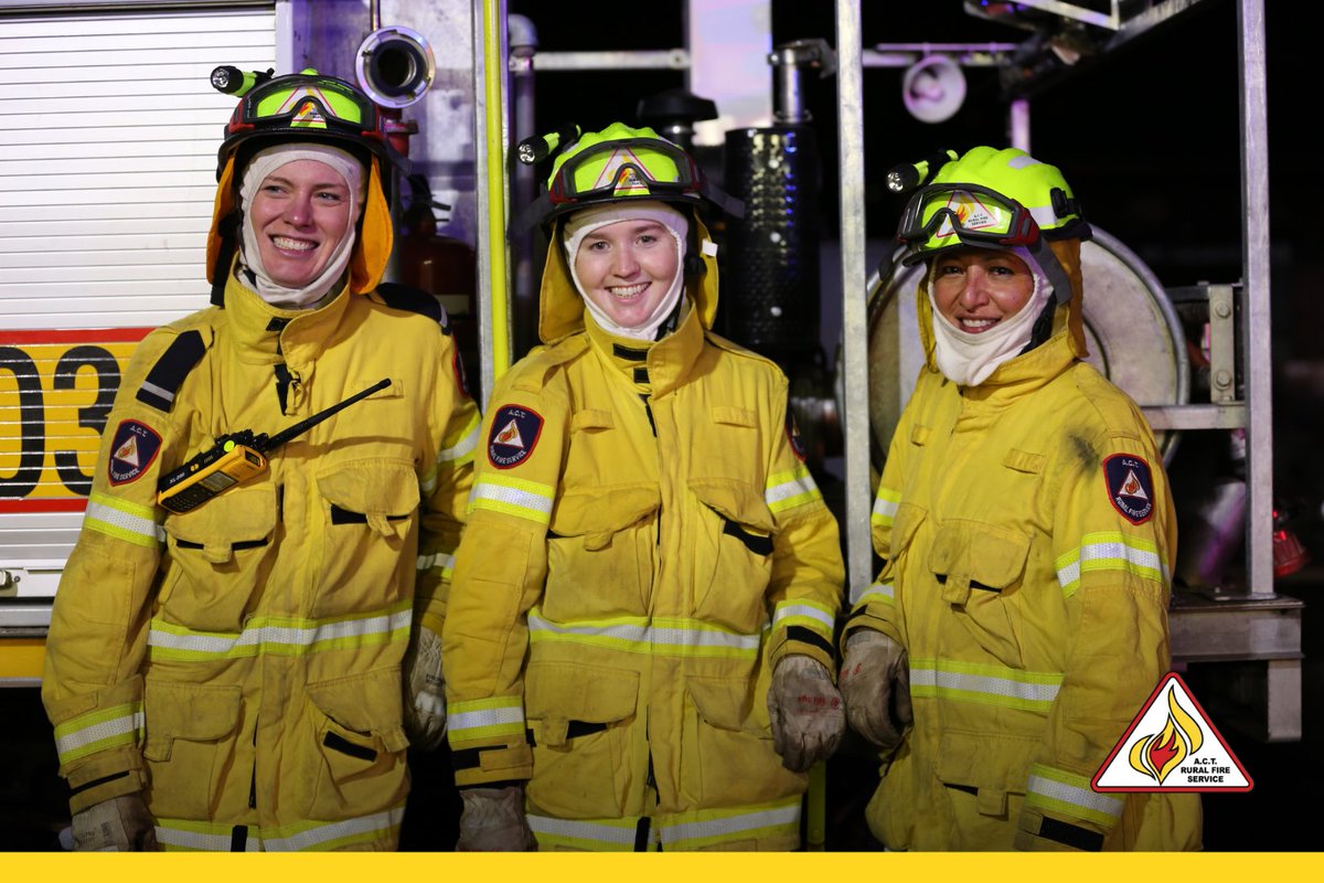 ACT_ESA's tweet photo. A recent ACTRFS training session saw an all-female crew!
From Molonglo Brigade, Cassy, Zara &amp; Marlene have a collective of 16 years’ experience between them. Cassy is a Deputy Captain &amp; Crew Leader, while Zara &amp; Marlene are qualified Bush Firefighters. 
#WomenInServices #ACTRFS https://t.co/M3Yz98iKby
