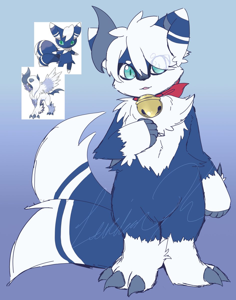 KiharaLucian's tweet photo. So here is a oc concept idea. 😳👉👈
I haven't drawn fursona type ocs since early high school and I've been missing it lately. Hes a pokefusion on top of that (male meowstic &amp; mega absol) If hes perceived well enough I might do something with him but idk. Looking for a name still https://t.co/XNPbVzty5j