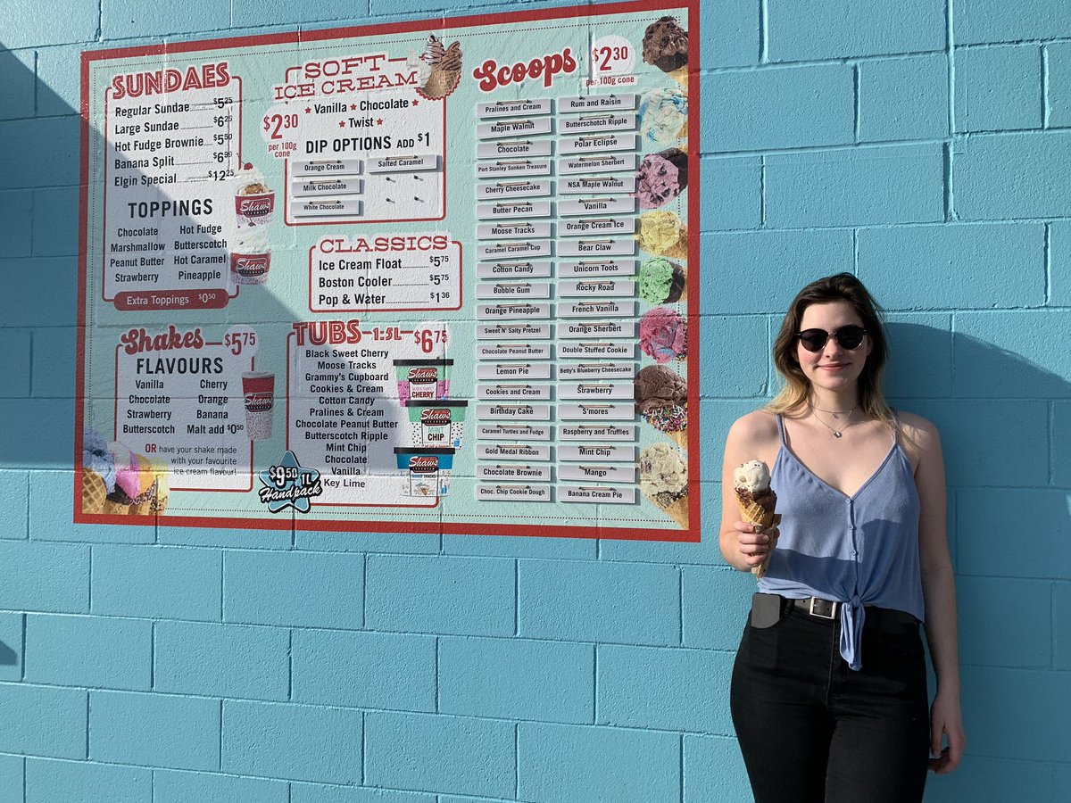 yfplondonandstt's tweet photo. Emily sliding into ice cream season today at Shaw’s ... one scoop of Chocolate Chip Cookie Dough, one scoop of Bear Claw! this spring we’re charting the official ‘Ice Cream Trail’ across St. Thomas & Elgin County ... follow along ✨ #somuchmorelife https://t.co/etXMS6PRhI