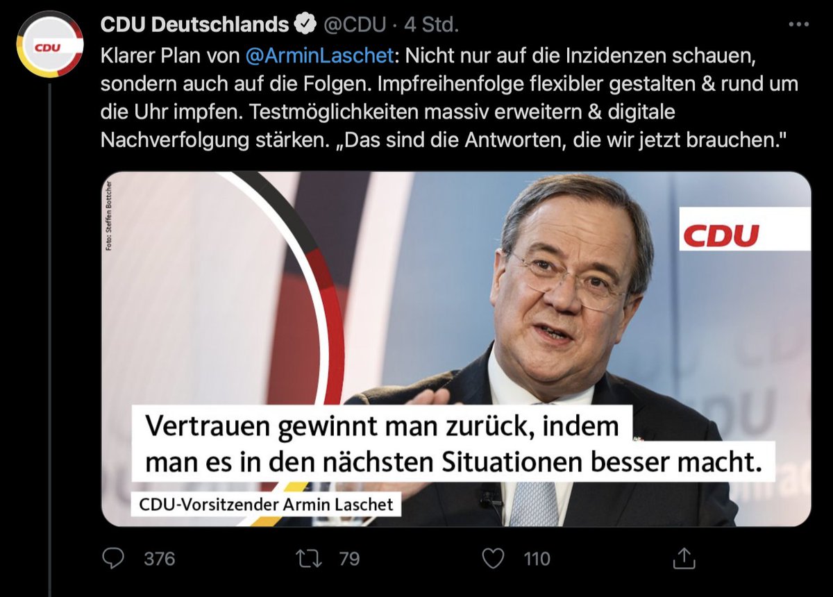 twitkalk's tweet photo. EILMELDUNG!
Brandneue Erkenntnisse von #MiniMerkel #ArminLaschet #CDU!
Ach wäre er doch nur mit in der Regierung, um für flexiblere Impfstrategien und Testmöglichkeiten zu sorgen...
Schade, wird dann wohl nix - aber man könnte mal darüber diskutieren in ein oder zwei Jahren! https://t.co/vZuM52jawX