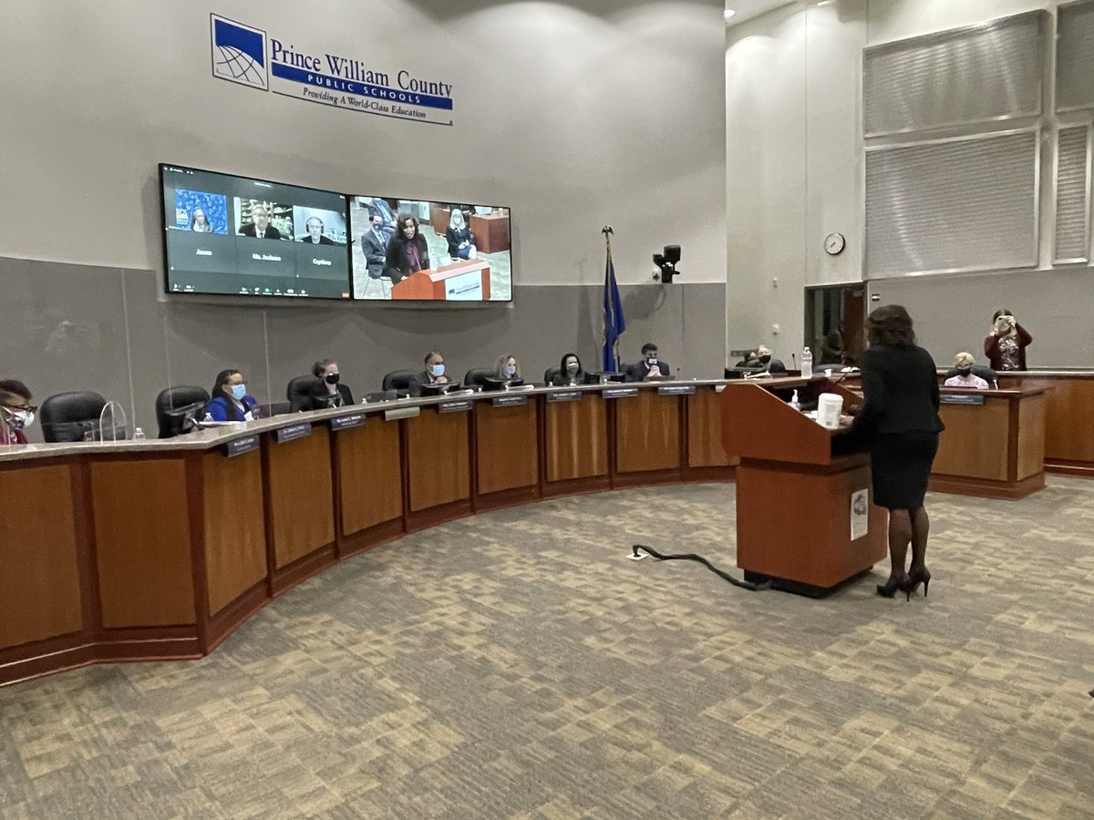 PWCSNews's tweet photo. Mrs. LaTanya McDade, new superintendent effective July 1, addresses the School Board. https://t.co/jYfZ1p8dty