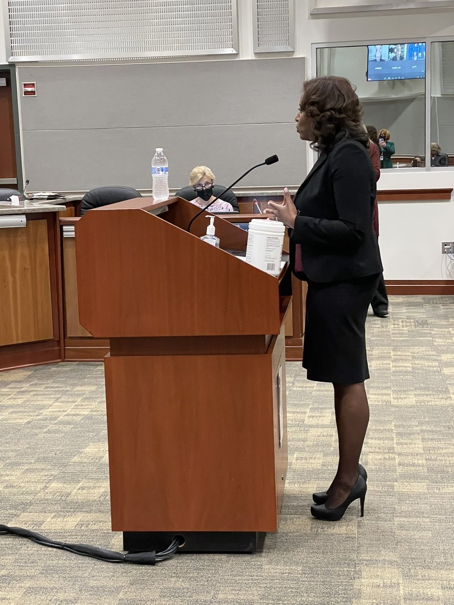 Mrs. LaTanya McDade, new superintendent effective July 1, addresses the School Board.