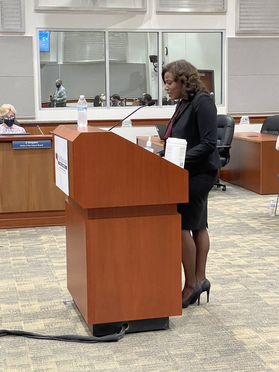 PWCSNews's tweet photo. Mrs. LaTanya McDade, new superintendent effective July 1, addresses the School Board. https://t.co/jYfZ1p8dty