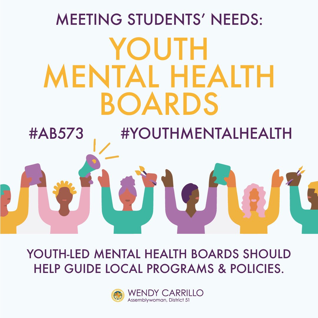 AsmCarrillo's tweet photo. Out of Assembly Health Committee:
#AB573 will establish #YouthMentalHealth Boards to help guide decisions & strategies meant to address local disparities, improve prevention, reduce stigma & support recovery.
Young people need to be at the table where decisions are being made. https://t.co/YgFL9QKNHX