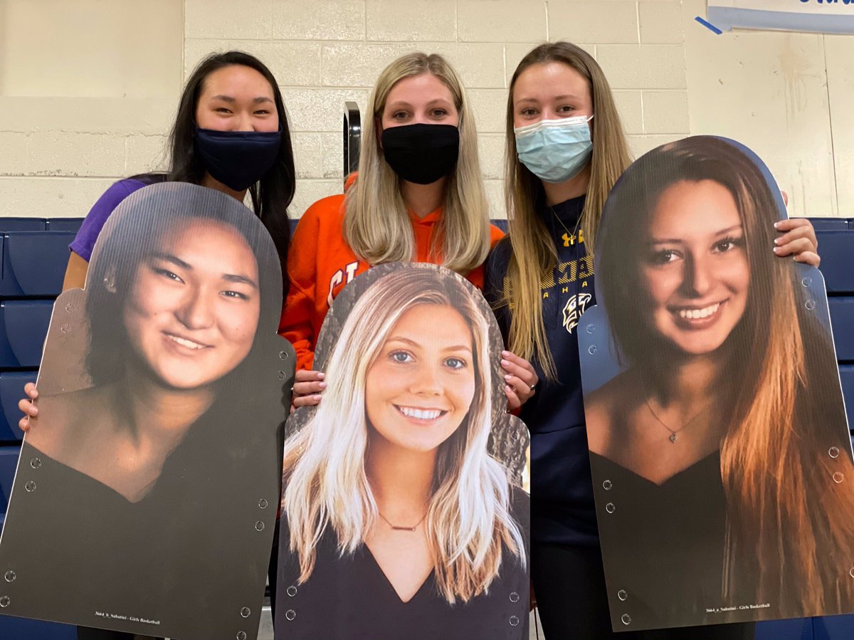 Howardladyhoops's tweet photo. A special Senior Night on Monday as we celebrated the outstanding Howard Basketball careers of Emily Durkee, Lily Hume, and Kristin Sabatini. Afterwards Emily signed to continue playing at Chatham University, and Kristin signed with St. Mary’s. Lily will be attending Clemson. https://t.co/KXJbvgnfqL