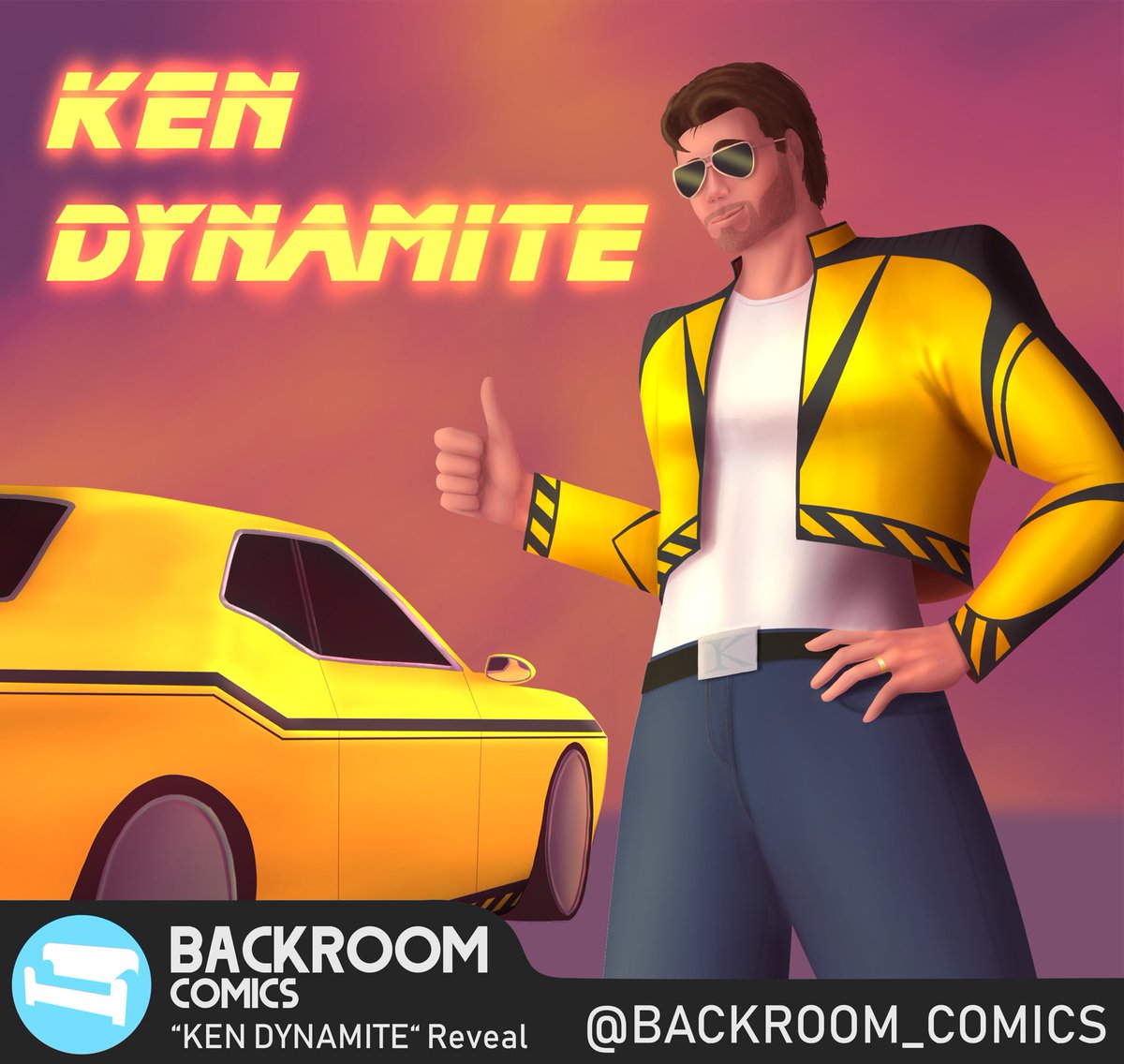 ComicsBackroom's tweet photo. We’re thrilled to announce, “KEN DYNAMITE”! This action-packed adventure will see Ken Dynamite race across a dystopian California in the distant 2080’s. With his super car and a few more tricks up his sleeve, can Ken make it to the finish line and still make it home for dinner?! https://t.co/hhThKdydkx
