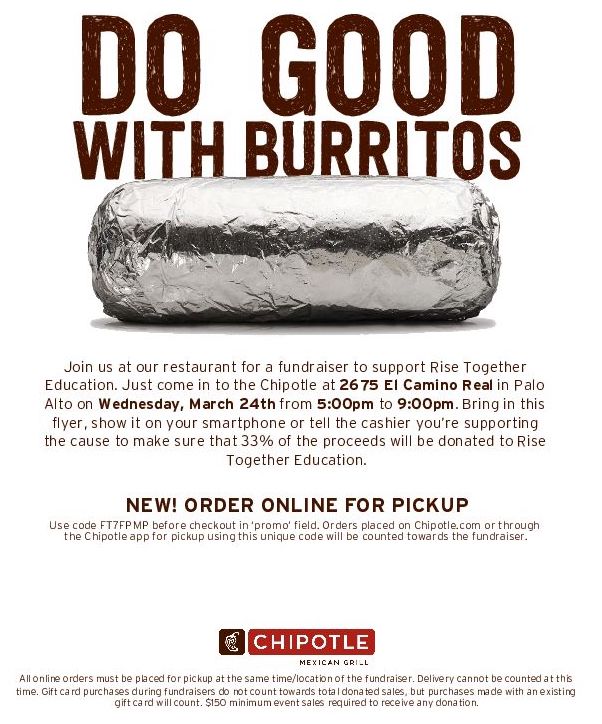 YOU can help TONIGHT by joining us at Chipotle for dinner! Starting now!!!