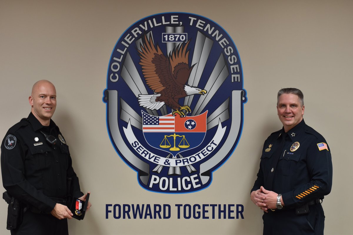 colliervillepd's tweet photo. Officers Renner and Marino were given life-saving awards for their response to the January 26 incident where two CPD Officers were injured. Both immediately recognized the life-threatening nature of the injuries and began emergency first aid until medical teams could arrive. https://t.co/If983Fion4