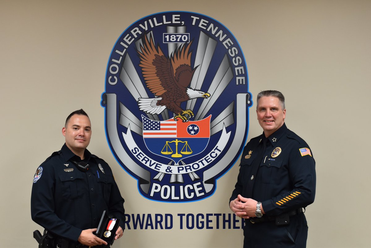 colliervillepd's tweet photo. Officers Renner and Marino were given life-saving awards for their response to the January 26 incident where two CPD Officers were injured. Both immediately recognized the life-threatening nature of the injuries and began emergency first aid until medical teams could arrive. https://t.co/If983Fion4