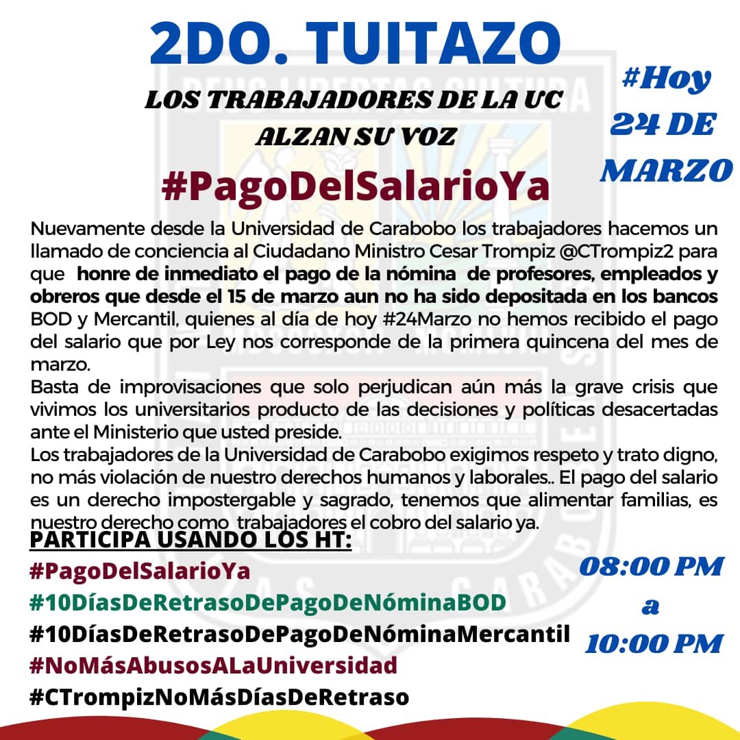 Objetivo del régimen: asesinar cualquier institución que genere conocimiento. Desde hace años declaró la guerra a las universidades. Hoy pido a los UNIVERSITARIOS ¡Unidad! y hacer todo lo que esté en nuestras manos para desalojar la tiranía que nos odia.
#NoMasAbusoALaUniversidad