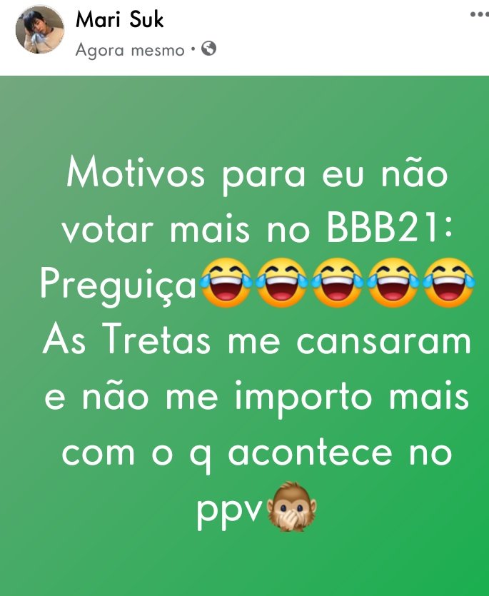 Marisuk87's tweet photo. Sobre o pq eu não vou votar mais no #BBB21 https://t.co/IzRvRNMQ2F