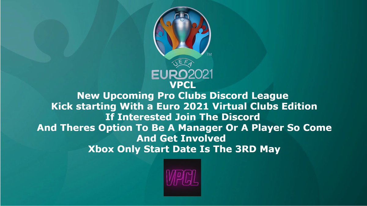 VFL_Jxck's tweet photo. Hi! VPCL Is a new discord league that’s up and coming, we’re hosting a Euro tournament and looking for managers, players and admins, we’re looking to kickstart the tournament at the start of May as this gives us chance to fill teams, If interested message me and we’ll get you in. https://t.co/VOi3oeea2X