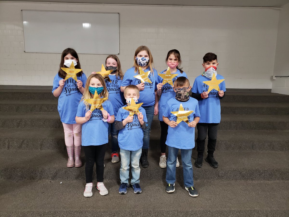 somerset_s's tweet photo. Our latest SUPER STARS!  These kiddos earned their t-shirt and gold stars for attending 30+ days of after-school.   Congratulations! https://t.co/9Efs0VnhHz