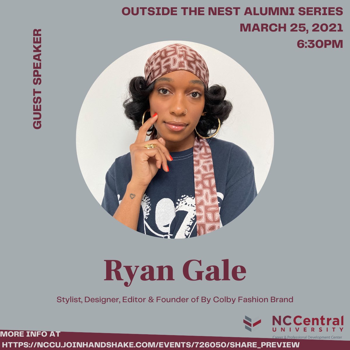 nccucpdc's tweet photo. Join us as we hear what winning looks like. Thursday March 25th

Learn from Alumni how to tap into entrepreneurship and creative careers. 

This program allows you to ask career exploratory questions and get transparent feedback on industry specifics. #NCCU https://t.co/3ltUzIjinB