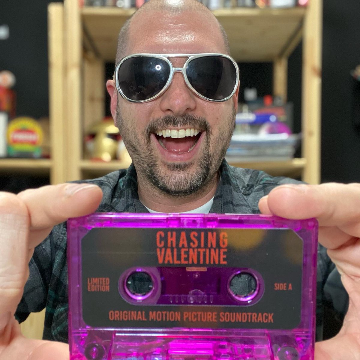 A_Chris_G_Film's tweet photo. Huge congrats to the amazing Navin Ramaswaran on the Canadian release of #chasingvalentine by Indiecan Entertainment Inc. 🙌 I’m the proud owner of the pink cassette CHASING VALENTINE soundtrack 🎶 and now I can’t wait to add the bluray to my collection. https://t.co/P3DfUwybI8