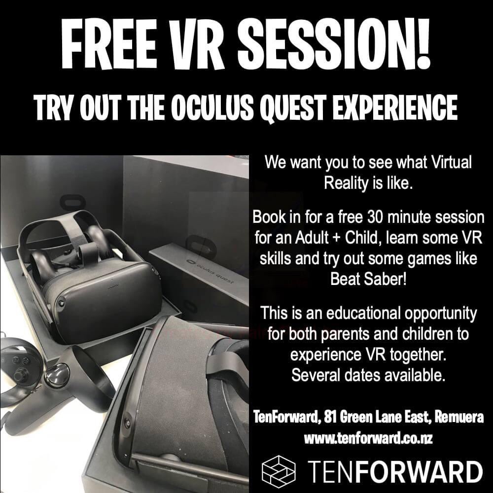 We are offering parents and kids a chance to try out a virtual reality experience together for free! See how cool the Oculus Quests are. 12 spots available Sat Mar 27 and April 10 - book in here: docs.google.com/forms/d/e/1FAI…