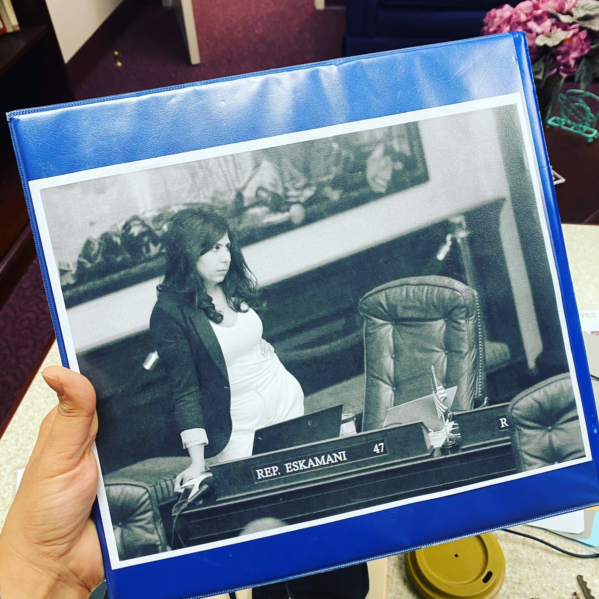 AnnaForFlorida's tweet photo. Tomorrow we are hearing #HB1 on the House Floor. I’m just leaving the office and picked up the binder Cheyenne prepped for me and just saw the photo she included on the front. It’s perfect. 💪🏽 https://t.co/dZtYFFTCfI