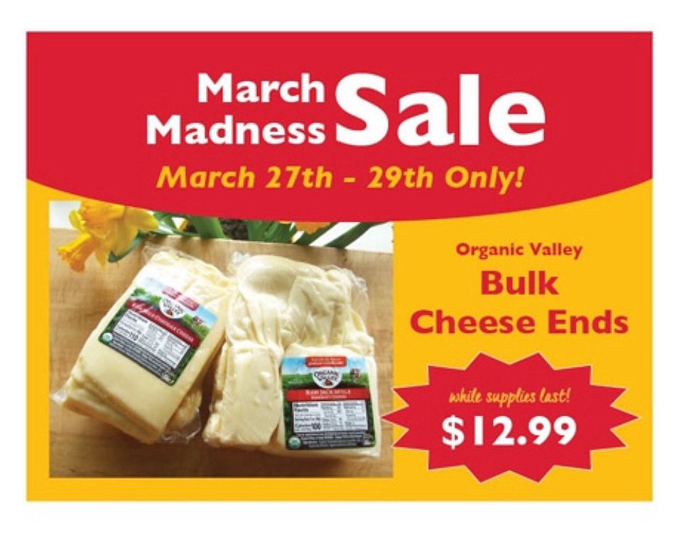 🧀You don’t need fill out a bracket to  get in on this March Madness! 
We’re featuring our bulk cheese ends at $2 off only from Saturday March 27-29. It’s a slam dunk!🏀
#cheeseplease #bluffcoop #winonacoop