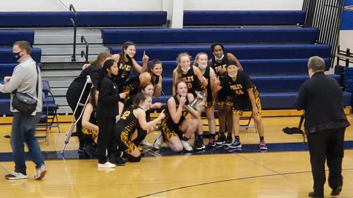 BFC_Athletics's tweet photo. Your champs.  63-57.  @melaniemoore226 @AbbyPasinos @TWeis10 @ryanmoorer8 @angyounis24 @alyssasamartino @BFC_Athletics @BishopFoley https://t.co/otrr8GIYlO