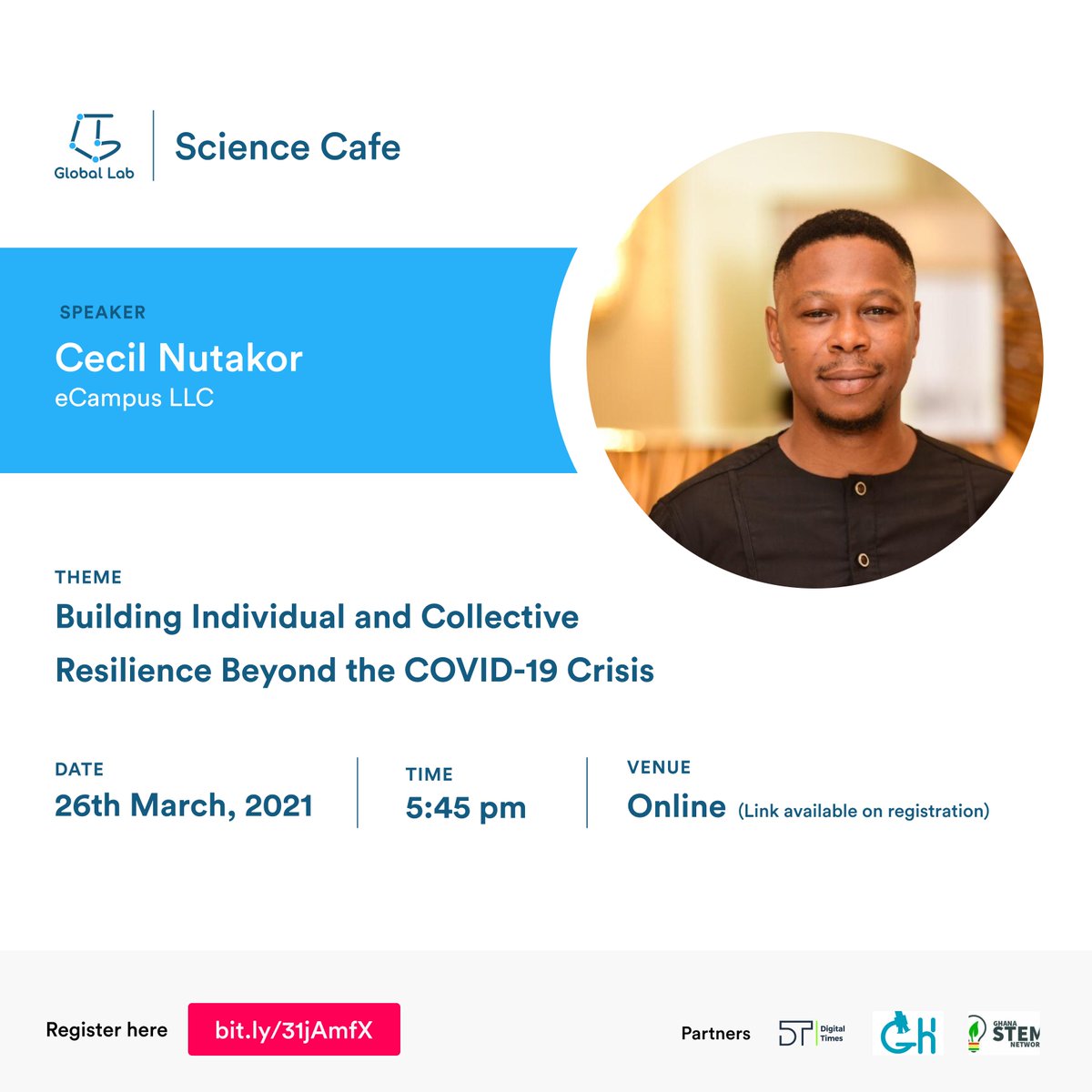 GLabNetwork's tweet photo. Welcome #ScienceCafe Speaker @hyspah, a Singularity University Alumnus, Founder of @eCampusLLC &amp; a leading authority on using tech for self-paced education. How can we utilise opportunities to build a better future? Find out! https://t.co/DuPZ2pCzvT

#SciCafeGH #Sci4D #STEMGheeks https://t.co/2Z3EJj7a00