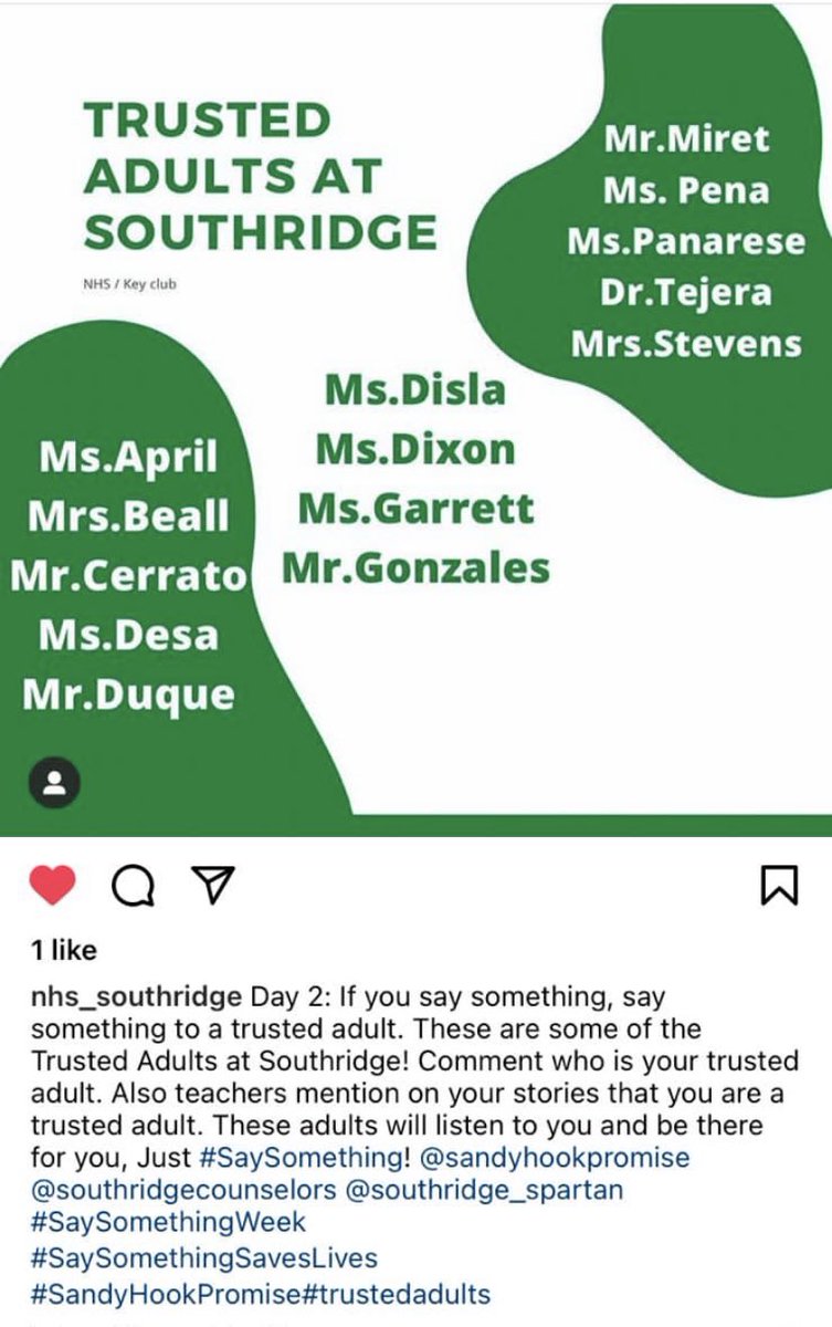 DAY 3: Who is your #TrustedAdult ? Our Spartan family knows! Check us out on IG too as we continue to stay #SeeSomethingSaySomething ready! we ❤️ #TrustedAdults & appreciate our supportive #SpartanFamily @MDCPSOperations #MDCPSRestorativePractices #MDCPScheck2connect @sandyhook