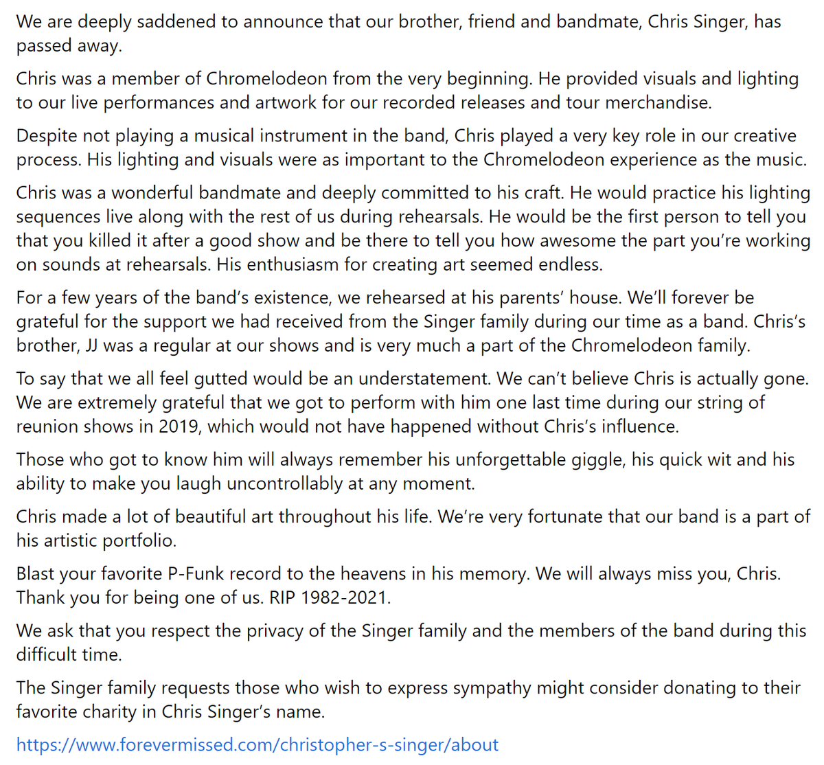 _Chromelodeon's tweet photo. We are deeply saddened by the loss of Chris Singer. You will always be missed.

https://t.co/Aj5V86fxb3 https://t.co/px17c5DpJn