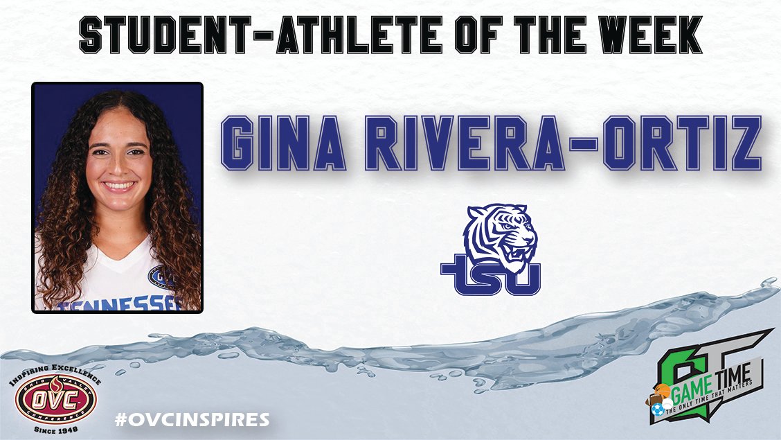 OVCSports's tweet photo. This week's @GThydration Student-Athlete of the Week is @TnStateVB junior Gina Rivera-Ortiz (@ginalee05).

She earned the OVC Academic Medal of Honor last year for having a 4.0 GPA. On the court she ranks 3rd in the OVC in digs.

More: https://t.co/x0AUOIC55U | #OVCinspires https://t.co/VeWGAQMisl