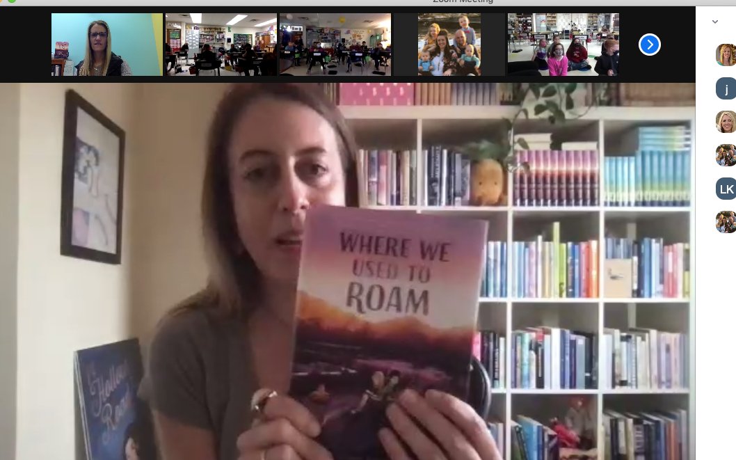 Elma451's tweet photo. 4th/5th graders @HowardWinnCSD had the best time Zooming with author Jenn Bishop on the release date of her new book, Where We Used to Roam!  Students asked thoughtful questions about being an author and the writing process.  Thanks so much, @buffalojenn!
#whereweusedtoroam https://t.co/dahxrnGgtO