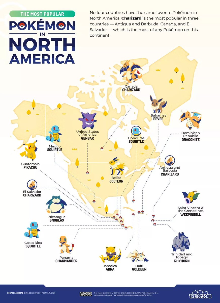 BulbaGanda's tweet photo. Most popular pokemon in each country according to TheToyZone.
Cheers to Bosnia, Iceland, Belarus, Argentina, and Uruguay for having great taste in there! https://t.co/Y4Xu43Tm7V