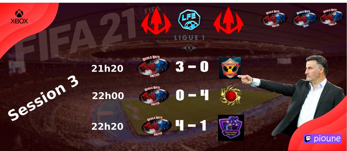 devilsbatsespo1's tweet photo. On se rattrape de Lundi! Petite baisse de régime au 2éme match mais on termine bien. GG aux adversaires.
On reste bien placé pour les mach retour de ligue 1 @LFE_ESPORT 

@EsportDevils @TEAMREDMOON @EsEvilShadow @IinazumaFC https://t.co/3wRtCjBY80
