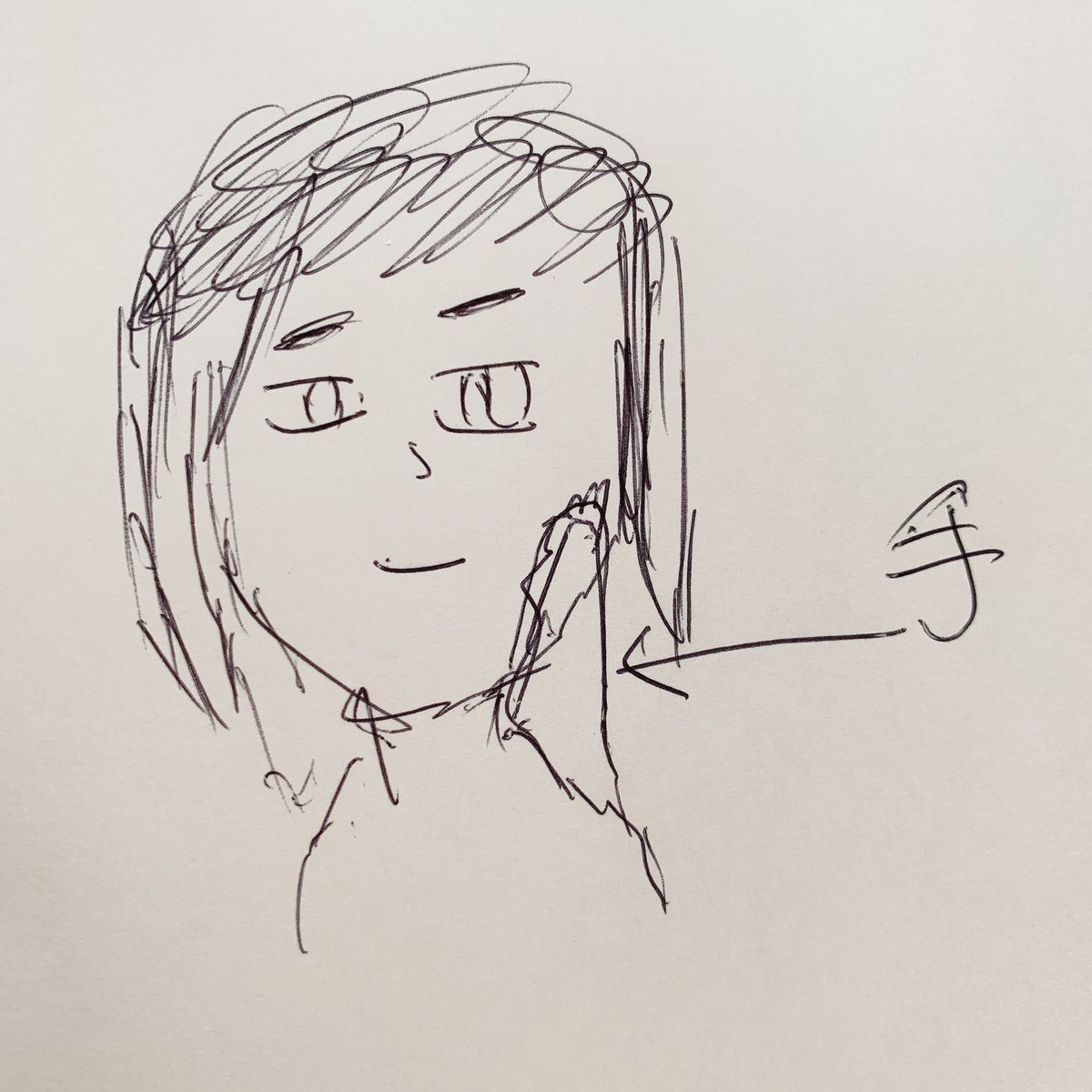 【創作】頬に手をついている美女の横顔を描いてみました。どなたかリメイクしていただけませんか? 