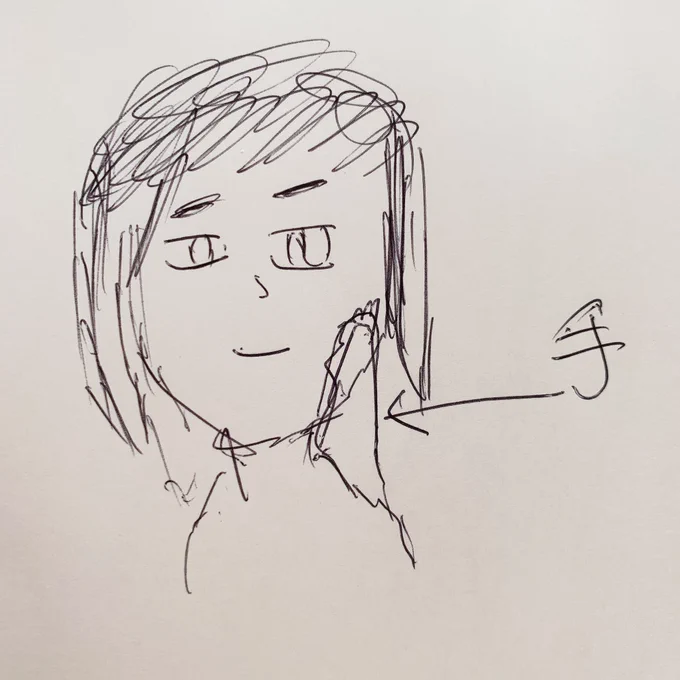 【創作】頬に手をついている美女の横顔を描いてみました。どなたかリメイクしていただけませんか? 