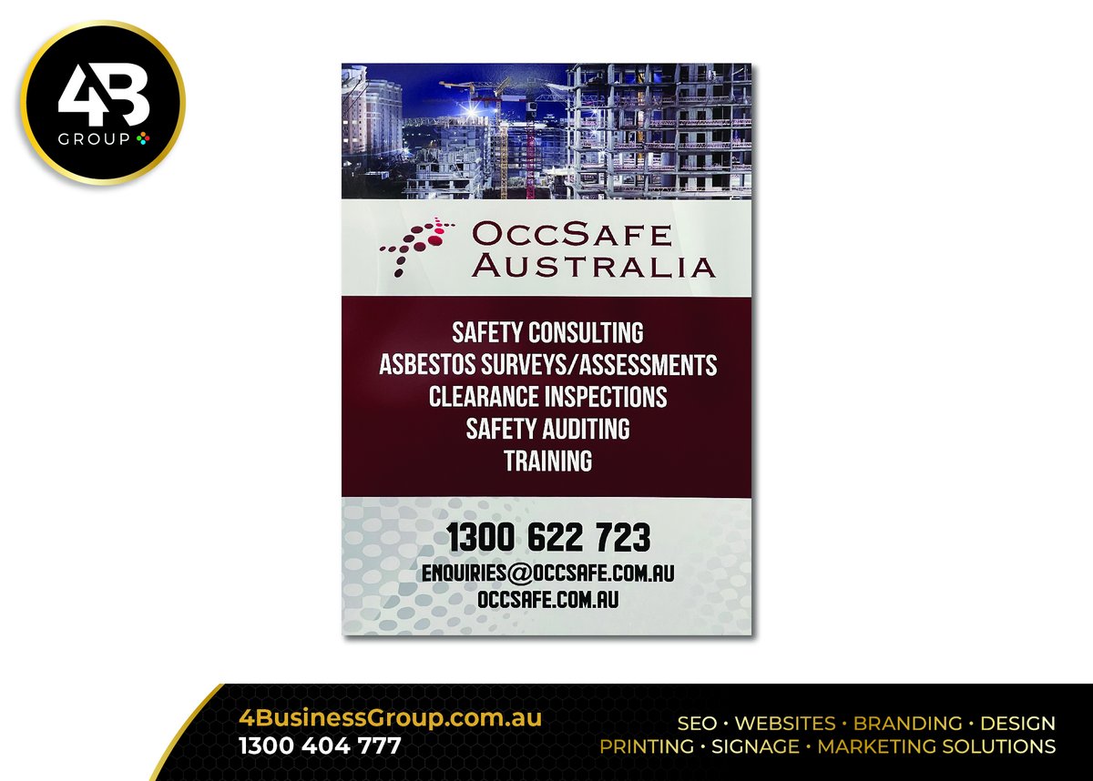_4BusinessGroup's tweet photo. Check out the Worksite Signage for our friends over at OccSafe Australia Pty Ltd - Safety Management Consultancy &amp; Training 💪
Make sure you fulfill your workplace and safety requirements with 4Business Group custom signage 🅿️✅🔝 https://t.co/teO0YMm9CF